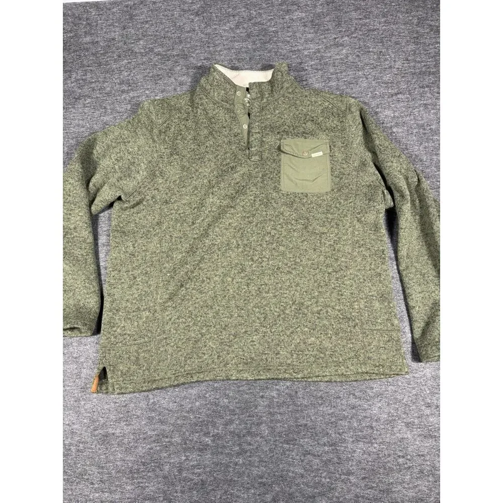 Woolrich Sweater Mens XL Green Snap Henley Mock Neck Pullover Sweatshirt